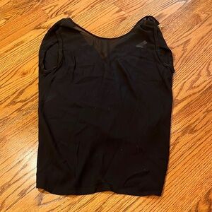 Sandro Woman’s Black Top With Mesh Neck Size 2